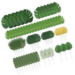 Decorative Flowers 70 Pcs Artificial Palm Leaves Plants Imitation Ferns Home Party Jungle Forest