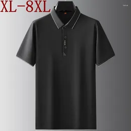 Men's Polos 7XL 8XL 6XL 2024 Summer Short Sleeve Lapel Mens Polo Shirts High Quality Casual Male T-shirts Oversized Loose Homme