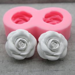 Baking Moulds Two Holes Rose Flower Silicone Mold Fondant Sugar Craft Cupcake Jelly Candy Cake Chocolate Decorating Tools Mould