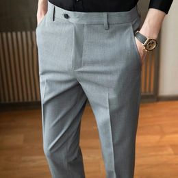 Men's Suits 2024 Summer Fashion Plaid Suit Pants Slim Fitted England Style Business Dress Trousers Luxury Clothing Man