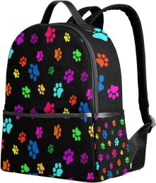 Bags Colourful Footprint Dog Paw Print Polyester Backpack School Travel Bag