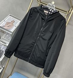 plaid designer jacket men long sleeve hooded luxury jackets Reversible windbreaker mens coat