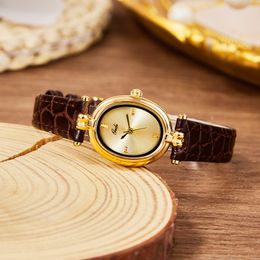 Womens retro high-grade sense of light luxury simple waterproof belt quartz watch montre de luxe gifts A111