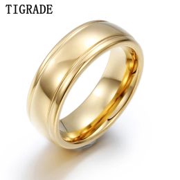 Bands Tigrade 7mm Tungsten Carbide Rings For Men Women Couples Gold Color Wedding Band Engagement Ring Dome Polished Comfort Fit