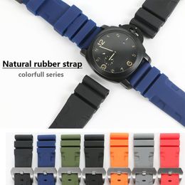 26mm 24mm Colourful Waterproof Rubber Silicone Watch Band Strap Pin Buckle Watchband Strap for Panerai Watch PAM Man PAM00616 with 2016