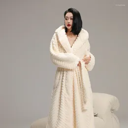 Women's Sleepwear Brand Autumn Winter Fleece Robe Solid Colour Hooded Coral Velvet Thicken Warm Dressing Gown Female Night Bathrobe