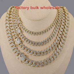 Bulk Wholesale Price Hip Hop Jewelry Custom 925 Sterling Silver Vvs Moissanite Diamond Iced Out Cuban Link Chain Necklace