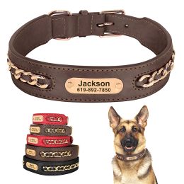Collars Custom Leather Dog Collar for Big Dogs Genuine Leather ID Collar Free Engraved Name For Small Medium Large Dogs Metal Design