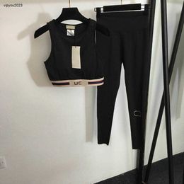 luxurious women tracksuit designer for ladies Letter Ribbon waist vest+ leisure elastic skinny leggings Jan 27