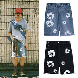 24ss Fashion Summer USA Cotton Print Denim Shorts Donna Uomo skateboard High Street Jeans Pantaloni centrali Joggers 0127