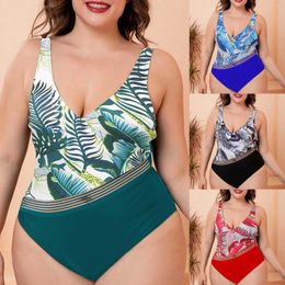 Women's Swimwear 2024 Printed Retro Swimsuit Large Size 3 Piece Swimsuits For Women Skirt Bathing Suits Bath