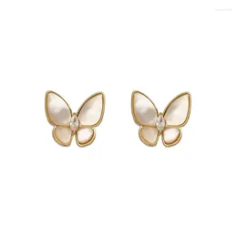 Stud Earrings S925 Silver Needle Break Cocoon Into Butterfly Natural FritillaryButterfly