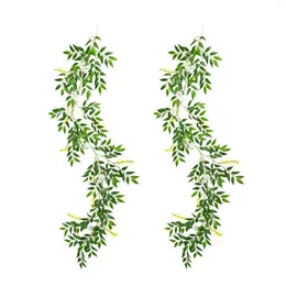 Decorative Flowers 2pcs Simulation Eucalyptus Willow Vine Spring Easter Family Wedding Decoration Rattan Green Plants Artificial Leaf Wreath