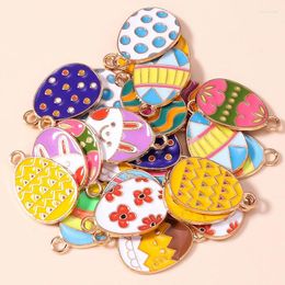 Charms 10pcs Colorful Lovely Easter Eggs Day Dinosaur Pendants For DIY Jewelry Making Craft
