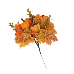 Decorative Flowers Faux Maple Pumpkin Stems Artificial Branches Cloth Fall Decor Lightweight For Supermarket Food Trade