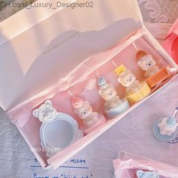 Candles Cute Little Bear Small Tea Light Candle Holder Gift Set Aromatherapy Candles Home Decoration Birthday Gift for Girlfriend Q240127