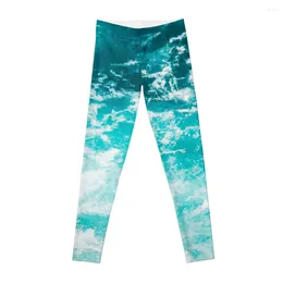 Active Pants Blue Ocean Waves Leggings Gym Wear Women's Tights Women Sportwear Womens
