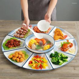 Dinnerware Sets Celebrity Platter Creative Set Combination Plate Ceramic Household Compartment Round Table Fan-shaped Dish Tableware