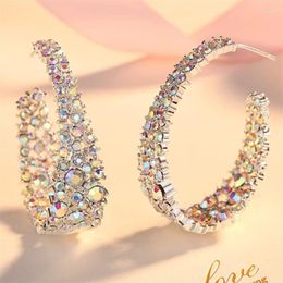 Hoop Earrings Exaggerated Big Round Earring For Women Girls Crystal Rhinestone Circle Charm Jewellery Party Accessories Gift