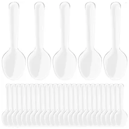 Disposable Flatware 200 Pcs Plastic Spoons Clear Lightweight For Cake Ice Cream Pudding Dessert