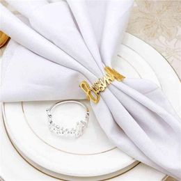 6 PCS English letter Bismillah napkin ring el restaurant family tabletop ornaments spot 2107062675