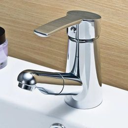 Bathroom Sink Faucets Pull Down Vessel Faucet Swivel Spout Mixer Taps Single Hand Basin And Cold Chrome