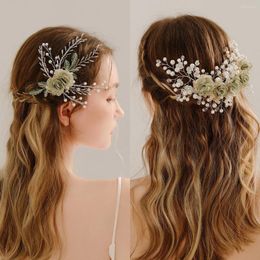 Hair Clips Flower Crystal Headbands For Women Braid Dreadlocks Accessories Pearl Headband Girls Wedding Hairbands Head Wrap