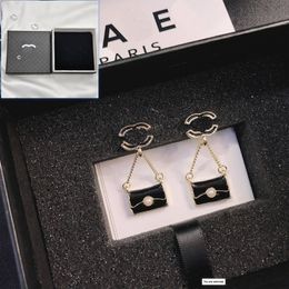 Ohrringe Ohrstecker, schwarze Luxus-Taschen-Charm-Ohrringe, neuer Designer-Schmuck, klassisches Design, Damen-Ohrringe mit Box, modisches Liebesgeschenk, Schmuck-Ohrringe