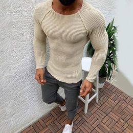 Men's Sweaters Knitting Sweater Spring Slim Solid Colour Fashion Inside Underwear Men Mock Neck Basic T-shirt Blouse Pullover Long Sleeve Top