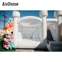 wholesale Wedding Bouncer White bounce house Inflatable Jumper With Slide full PVC Jumping Combo Outdoor Air Bouncy castle for kids