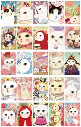 100 Pcs Creative Cartoon Cat Postcard Holiday Greeting Message Festival Gift Cards 25 Model Mix 240118