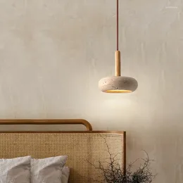 Pendant Lamps Led Lamp Stone Modern Wood Chandelier Bedroom Bedside Light Round Japanese Dining Table Style For Room Home