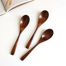 Spoons 20 4CM Wooden Spoon Soup And Fork Eco Friendly Products Tableware Natural Ellipse Ladle Set For Cooking