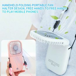 Fans Mini Folding Fan Desktop Portable Hanging Neck 180 Degree USB Summer Small Handheld Fan Mute Power Bank Multi Function Cool Fan