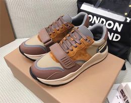 Top Luxury Burberesy Vintage Sneaker Shoes Couple Sports Shoes Thick Sole Anti slip Original Customized Imported Calf Leather Size 35 to 46