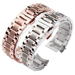 Watch Bands Curved End Stainless Steel Watchband Bracelet Straps 16mm 17mm 18mm 19mm 20mm 21mm 22mm 23mm 24mm Banding215b