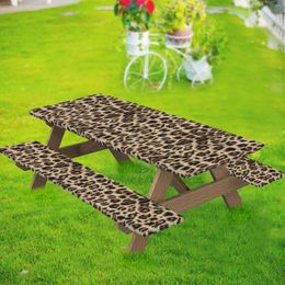 Table Cloth Leopard Print Picnic Cover With Bench Covers For Camping RV Outdoors And Patio Indoor Outdoor Travel