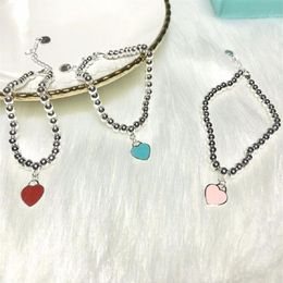 Designer Love Charm Bracelets Sterling Silver Blue Pink Red Heart Bracelet Party Jewellery Accessories Gift for Girlfriend Without B239q