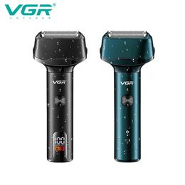 VGR Shaver Professional Shaving Machine Electric Razor Waterproof Beard Trimmer Digital Display Razors Shaver for Men V-371 240119