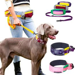 Dog Collars Sports Belt Leash Set Pet Training Outdoor Supplies Portable Waist Bag With Collar For Medium Large