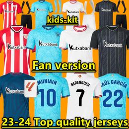 23 24 Club Soccer Jerseys BERENGUER 2023 2024 125TH MUNIAIN Athletic Bilbao Home Away WILLIAMS Football shirt RAUL GARCIA VILLALIBRE goalkeeper Men Jersey Kids Kits