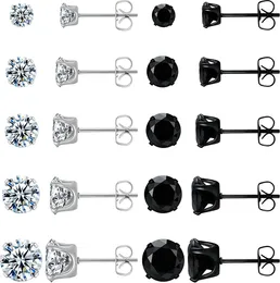 Stud Earrings 10 Pairs Set Stainless Steel For Men Hypoallergenic Women Cubic Zirconia Cute