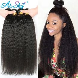 Peruvian Hair Kinky Straight Bundles Brazilian Remy Hair s Human Hair 100% Human Hair Bundles for Black Women 134PCS 240118