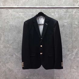 TB THOM Wool Blazer High Quality Black Formal Suit Slim Fit Casual Single Breasted Jackets Autumn Winter Fashion Brand Wool Coat V24