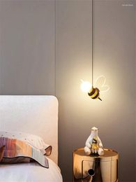 Pendant Lamps Cartoon Colour Bee Lights Children's Room Bedroom Bedside Decoration Long Line Dining Fixtures