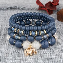 Charm Bracelets Kymyad Elephant Bohemian Bracelet Women Crystal Sets For Bijoux Femme Jewelry Set