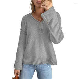 Women's Knits 2024 Autumn Winter Fashion Temperament Commute Loose Button Knitted Off-Shoulder Sweater