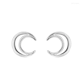 Stud Earrings Hypoallergenic 999 Sterling Silver Dainty Simple Moon With Ball Screw Backs For Women (with Gift Box)