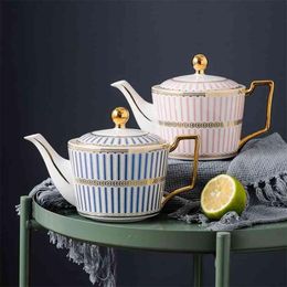 Europe Bone China Coffee Teapot Set 730ml Luxury Ceramic Pot Flower Puer Kettle Office Home Tool Drinkware 210621239q