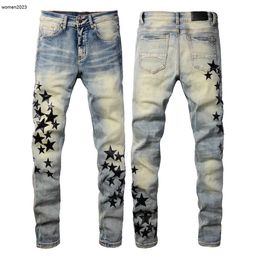 Designer Jeans Mens Pants Purple Jeans Mens Make Old Jean Distressed Ripped Biker Slim Fit Motorcycle Mans Stacked Star Trousers Logo Jeans Jan 27